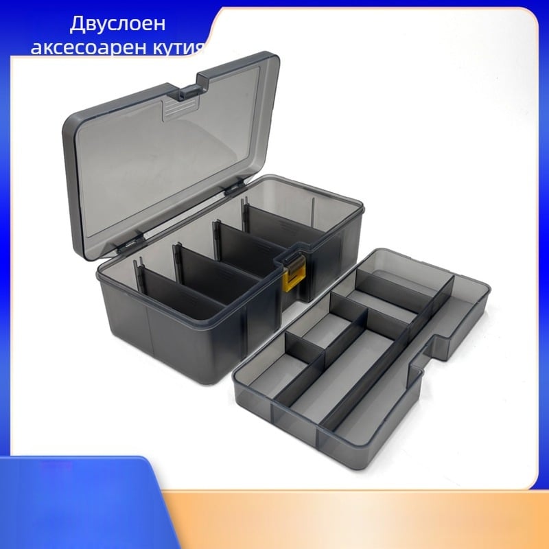 Двуслойна кутия за риболовни принадлежности, кутия за стръв, кутия за съхранение на класифицирани части, кутия за фалшива стръв, влагоустойчива кутия за риболовни принадлежности