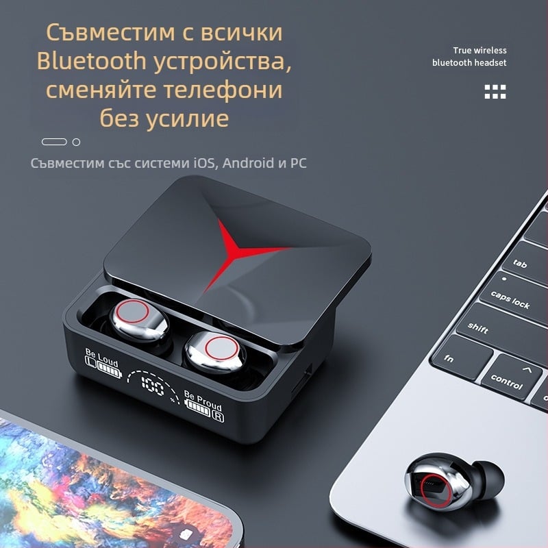 m10 Bluetooth слушалки, високомощни, безжични, за поставяне в ушите, с тъчскрийн, намаляване на шума, дълготраен цифров дисплей, F9-5c слушалки