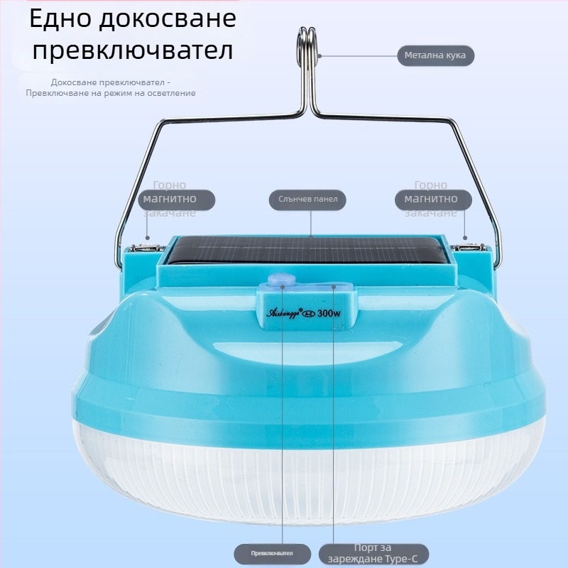 Соларна акумулаторна крушка за аварийно прекъсване на захранването, нощен пазар, домакинска LED енергоспестяваща сгъваема футболна светлина със силна светлина