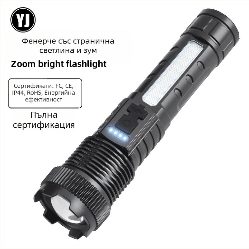 Ново трансгранично фенерче 118 с мощна светлина за открито, P50 телескопично увеличение, щипка за писалка с червена и синя светкавица, фенерче A76