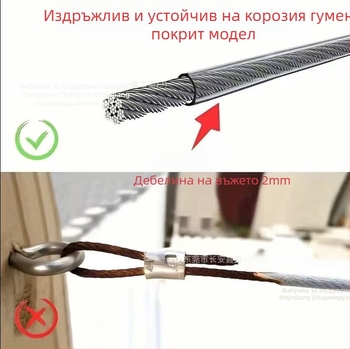 Гумирано стоманено въже от неръждаема стомана, издръжливо въже за дрехи, за външна употреба, за вътрешна употреба, универсално стоманено въже