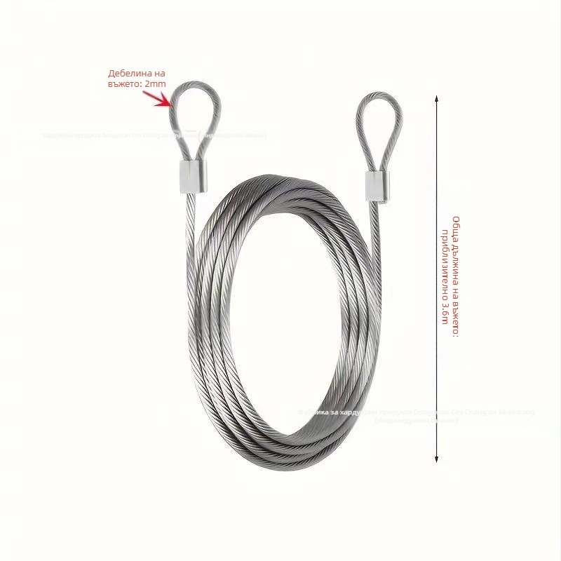 Гумирано стоманено въже от неръждаема стомана, издръжливо въже за дрехи, за външна употреба, за вътрешна употреба, универсално стоманено въже