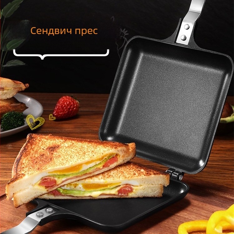 тава за печене на сандвичи, двустранен тиган, тиган за хляб, тава за печене на препечен хляб, незалепващ двустранен тиган, уред за сандвичи