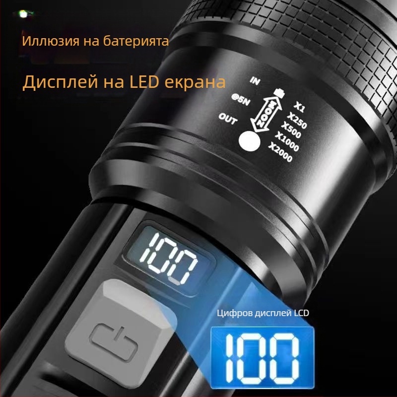 Многофункционален фенер, презареждащ се, преносим, интелигентен, дигитален, експлозивен, обемен, с приближение и USB, супер ярък.