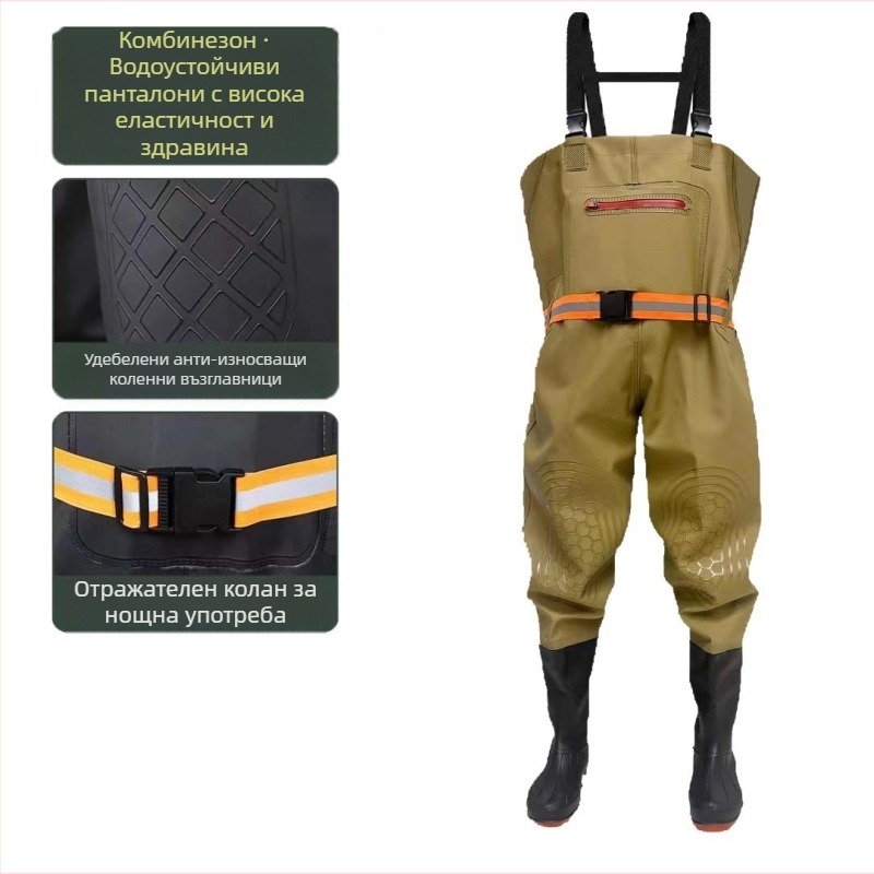 Големи джобове на гърдите, удебелени долни гащи, риболовни дрехи с половин дължина и гащи за риболов на гърдите, нови гащи за риболов, дрехи за яма