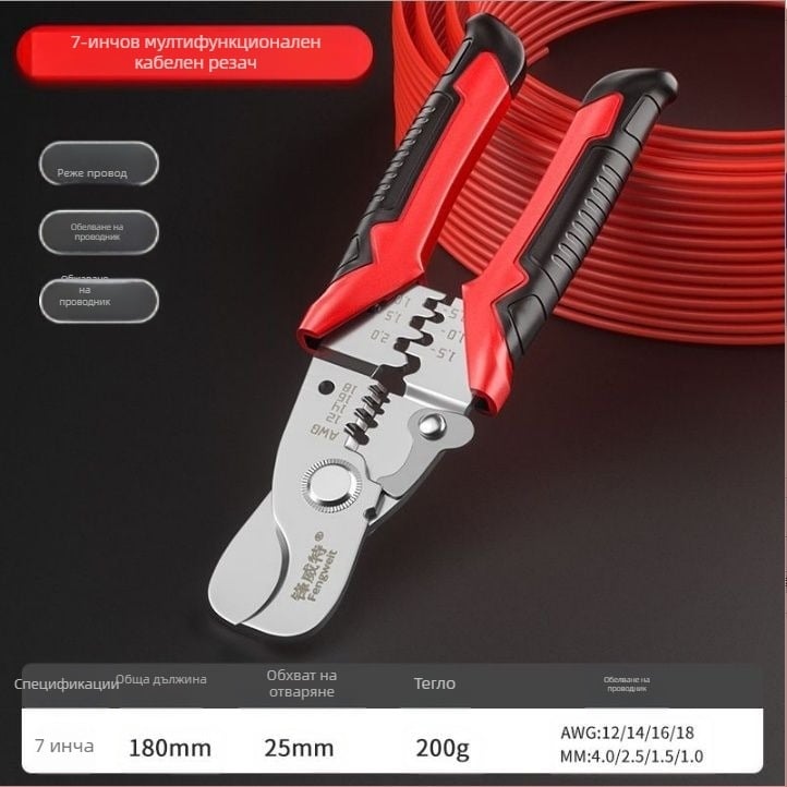Многофункционални клещи Feng Witt, клещи за тел, менгеме от един до пет, инструмент за оголване на тел, електротехник, резачка за тел, скоба за тел