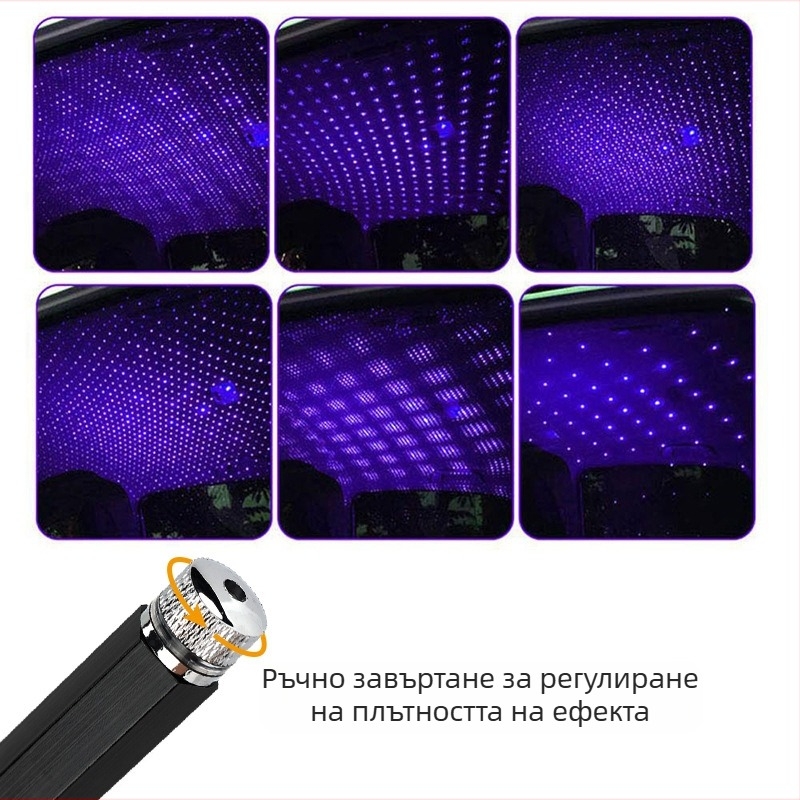 USB лампа Star Air, лампа за атмосфера на кола, лампа за звездна атмосфера, модифицирана интериорна проекционна лампа за кола, трансгранична