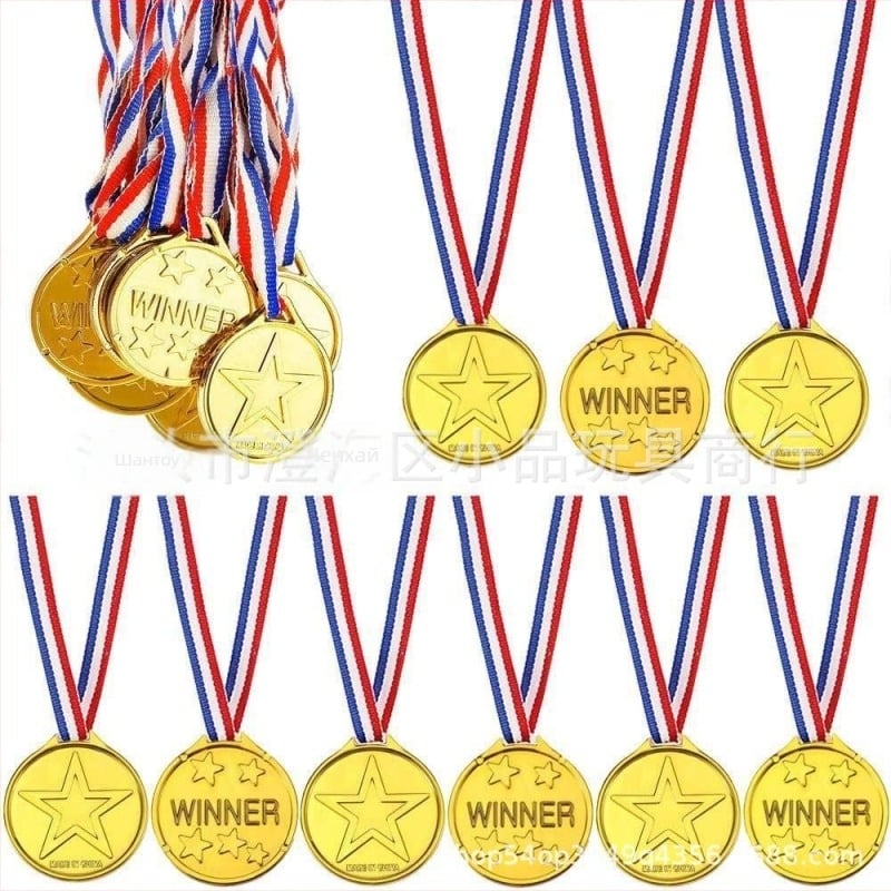 Трансграничен играчка медал пластмасов златен медал детски играчки парти доставки петзвезден детски медал с предпазна катарама