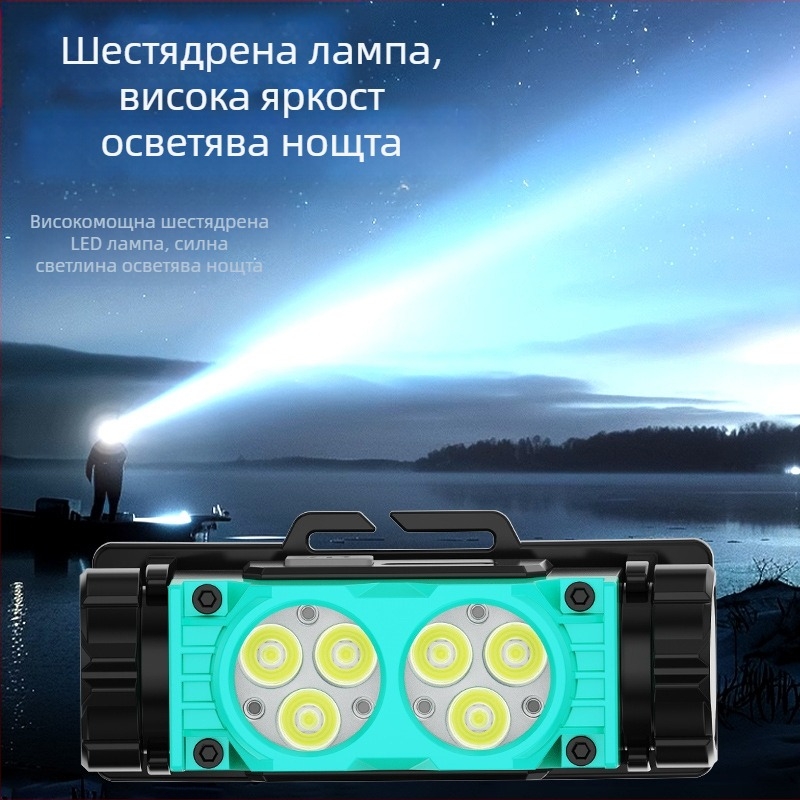 Многоексплозивен външен къмпинг зареждащ фар 6led подсветка лек магнитен фар за глава строителна площадка каска минна лампа