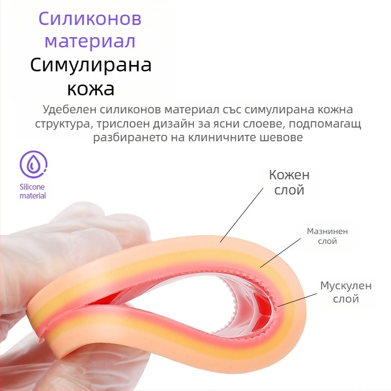 Модул за многоранови шевове, силиконов, за упражнения, силиконов, за кожен хирург, модел за упражнения, плоска рана с двойна употреба