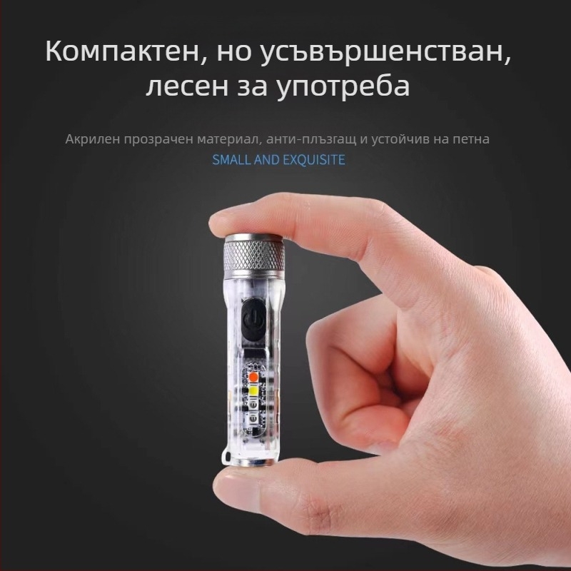 LED мини фенерче, предупреждение за далечно изстрелване, силна светлина, зареждане на ключодържател, фенерче, преносимо фенерче, щипка за капачка на открито