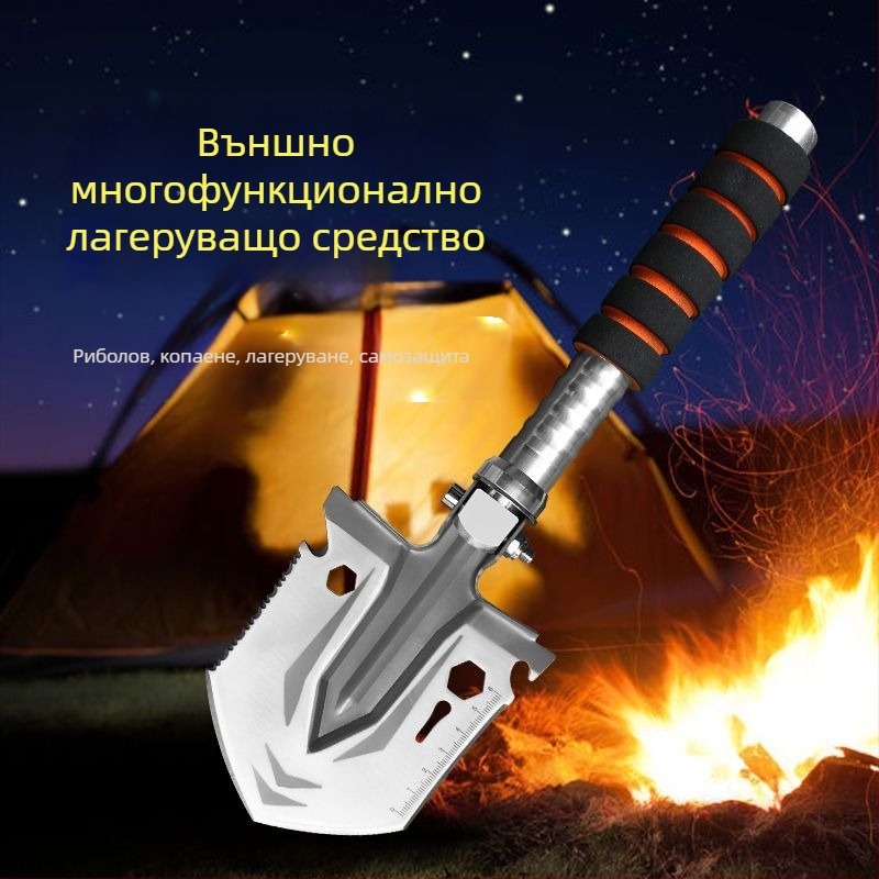 Малка гъба за открито, многофункционална сгъваема манганова стомана, военна лопата, стил къмпинг, планинарство, див риболов