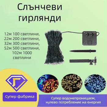 Соларни гирлянди, декорация за открито, водоустойчиви фенери за двор, инженерно осветление, гирлянди за къмпинг, соларни гирлянди