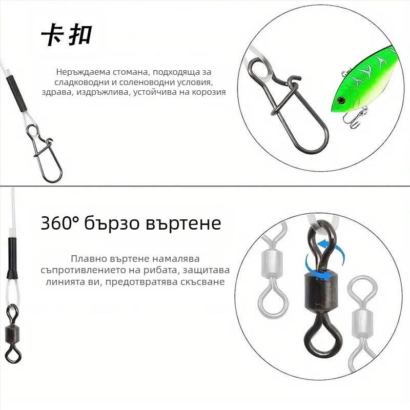 Въглеродна линия подпредна тел против ухапване тел, завързана с готов продукт с въртящ се щифт за свързване на линия, костюм на едро