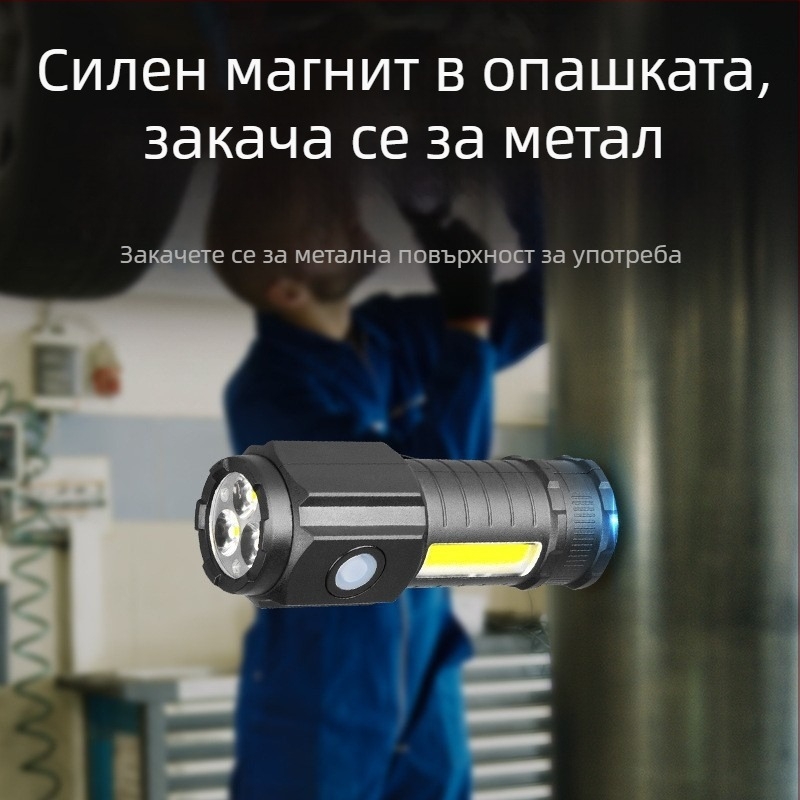 Трансгранично малко фенерче с три очи COB странична светлина преносима писалка за осветяване на работна инспекционна светлина силно магнитно осветление за външно осветление