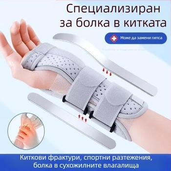 Гъбеста киткова ортеза с двойни презрамки за поддържане на фрактури на китката, фиксирана киткова ортеза за мъже и жени, ортеза за стави с обвивка на сухожилието, рехабилитационна опора