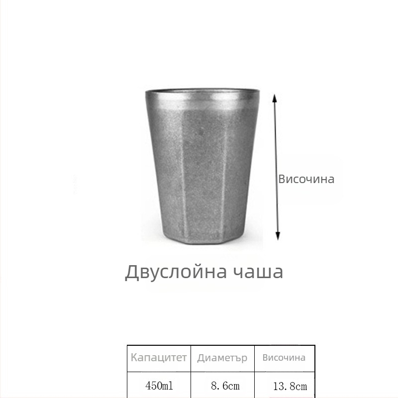 Ретро индустриална чаша за бира, халба от неръждаема стомана 304, домакинска чаша за вода, креативна чаша за къмпинг на открито