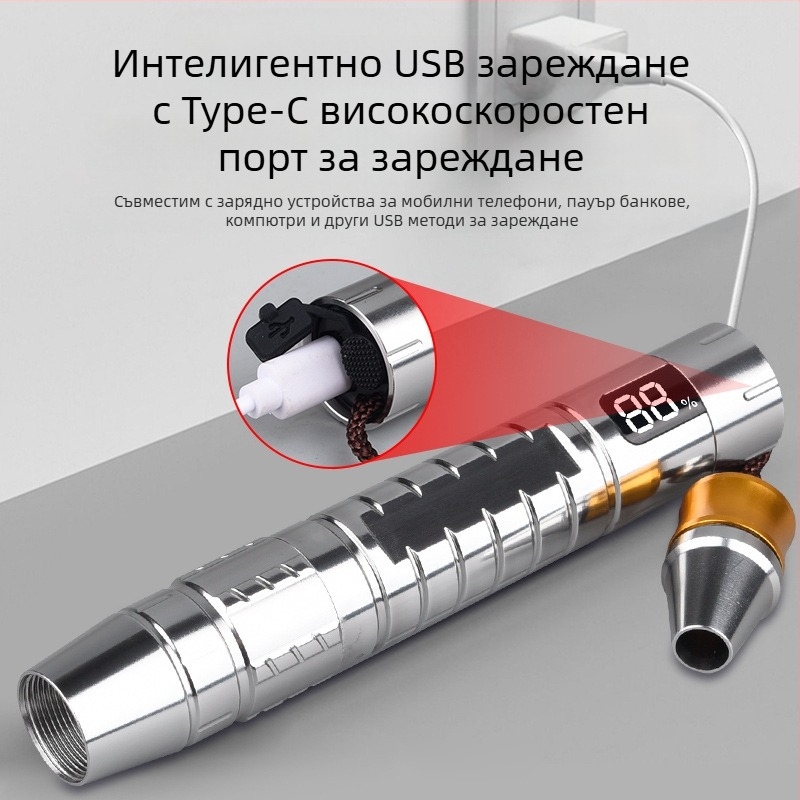 Ново фенерче за идентификация от нефрит, професионално фенерче за идентификация от нефрит, многоизточник на светлина, USB, презареждащо се, лилаво