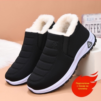 Топли снежни ботуши 2025 Зимни мъжки и дамски обувки от един и същи стил, удебелени кашмирени ежедневни памучни обувки, удобни памучни ботуши за родители на средна и по-възрастни хора