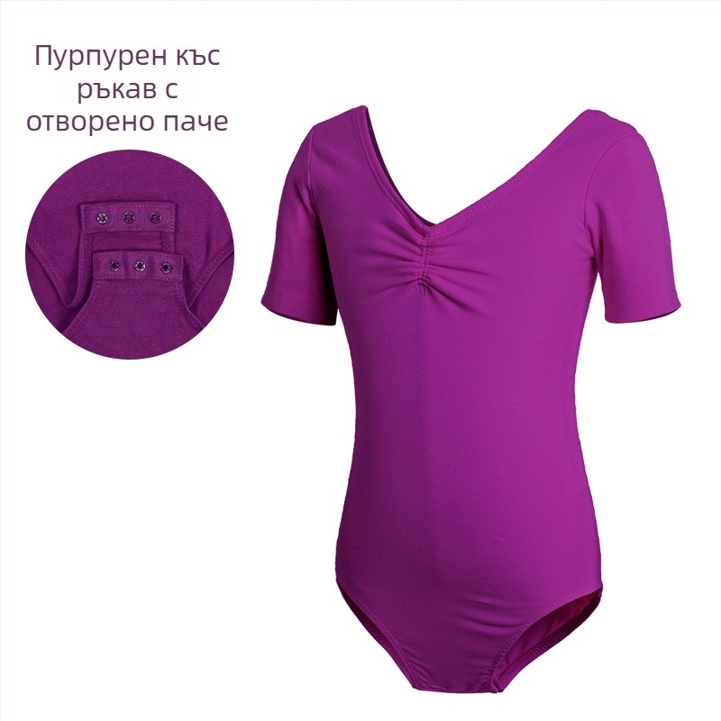 Детско танцово облекло, Дамско лятно боди с къс ръкав, Облекло за изпити по балетна гимнастика за момичета, Облекло за практикуване на китайски танци