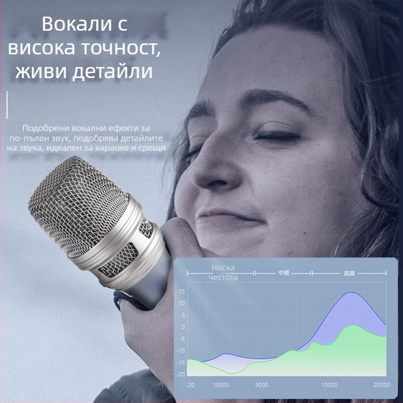 Професионален кабелен ръчен микрофон KTV домашно сценично изпълнение компютър за свирене и пеене звукова карта динамичен микрофон на живо