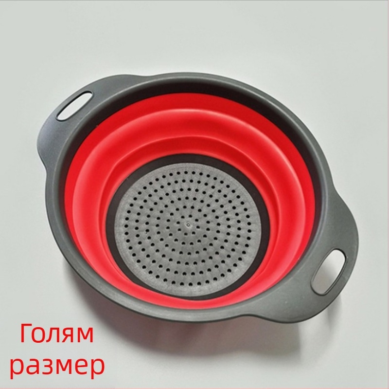 Многофункционална кухненска мивка, прибираща се мивка за зеленчуци, кошница Amoy, кръгла силиконова сгъваема кошница за оттичане