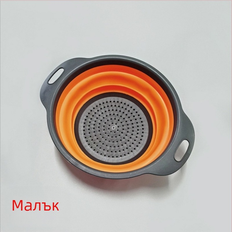 Многофункционална кухненска мивка, прибираща се мивка за зеленчуци, кошница Amoy, кръгла силиконова сгъваема кошница за оттичане