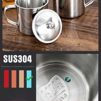 304 Неръждаема стомана Чаша за вода Ученик Детска чаша Офис Шах и Карти Стая Детска столова с капак Чаша Чаша Чаша