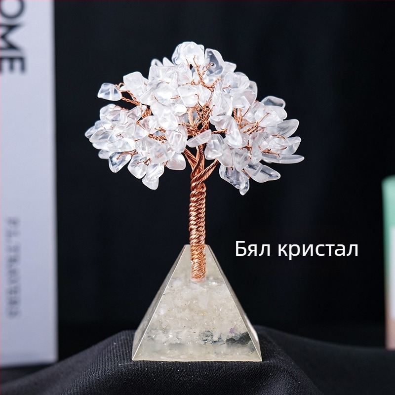 Трансгранична гореща разпродажба на естествен кристален чакъл, богатство, дърво, лепило, капка смола, пирамидална основа, декорация за хол, орнаменти