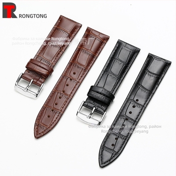 Фабрична директна доставка Каишка за часовник от първи слой телешка кожа с катарама и бамбуков мотив, многоцветна, по избор за мъже и жени, 12--24 мм