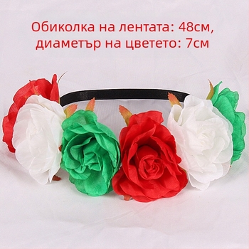 Коледен венец от плат, лента за глава с цветни мотиви, европейски и американски дамски аксесоари за коса с цветни мотиви, Мексико