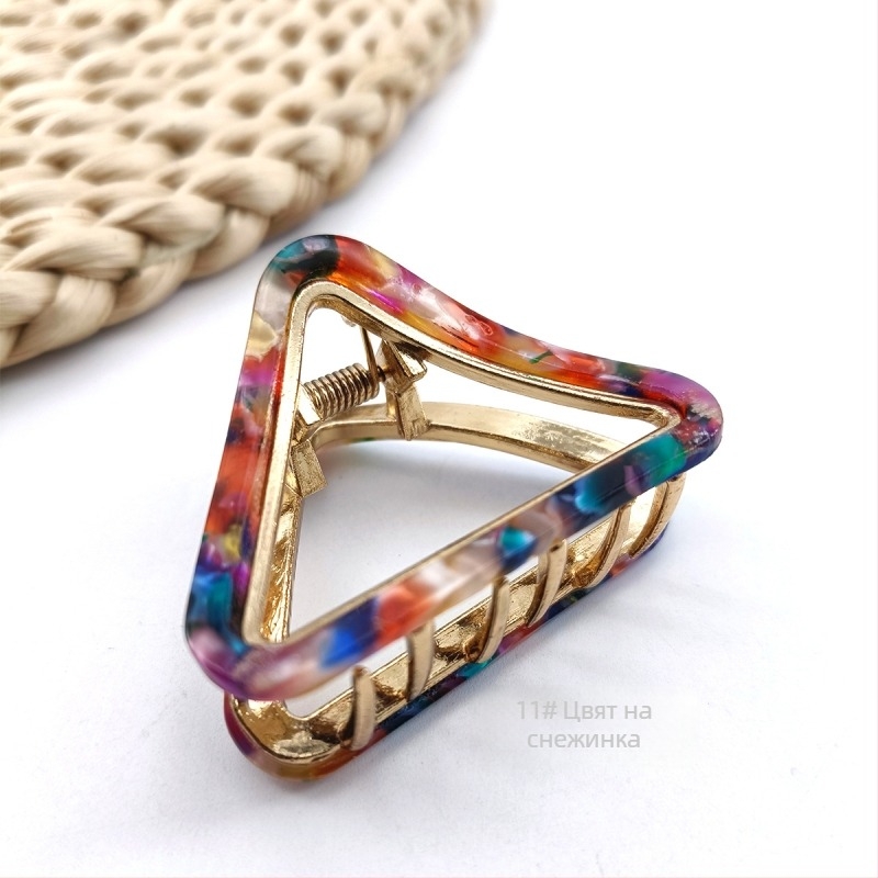 Хуалин Трансгранична триъгълна сплав щипка за коса Дискова щипка за коса Средна куха раирана щипка за коса Темпераментна оцетна киселина щипка за коса