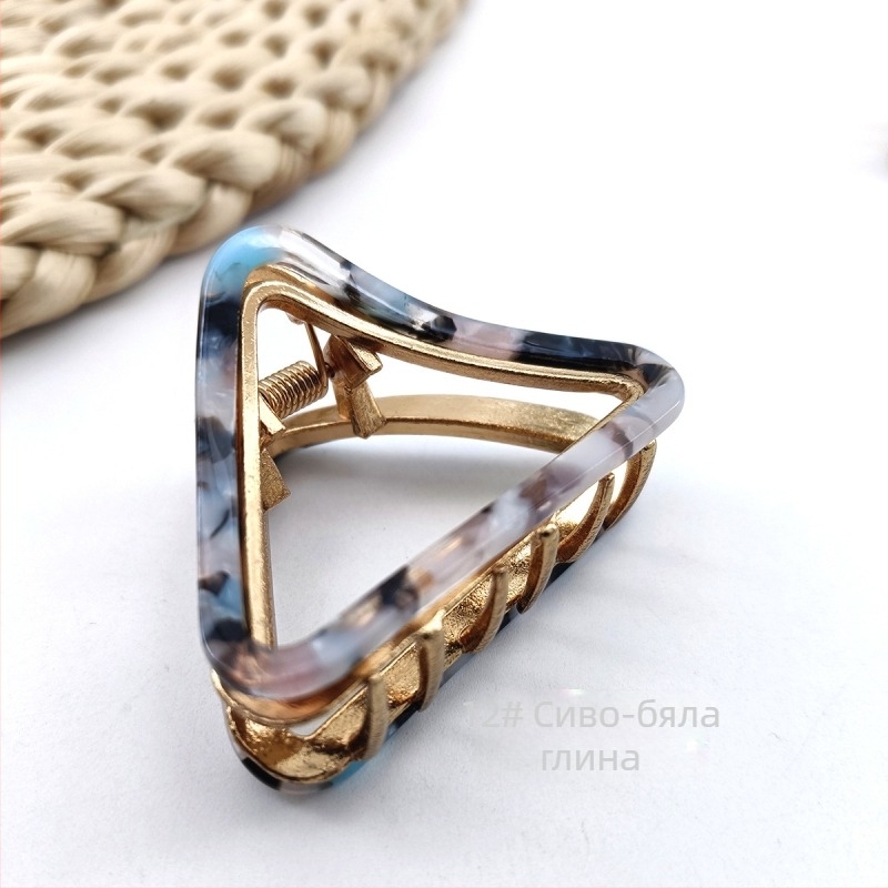 Хуалин Трансгранична триъгълна сплав щипка за коса Дискова щипка за коса Средна куха раирана щипка за коса Темпераментна оцетна киселина щипка за коса