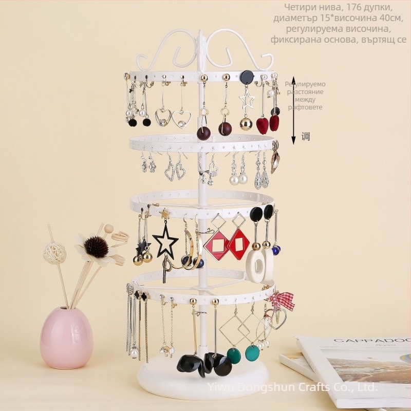 Стойка за висящи обеци на работния плот, стойка за съхранение на обеци, стойка за съхранение на тоалетка, стойка за съхранение на тоалетка, подвижна стойка за бижута
