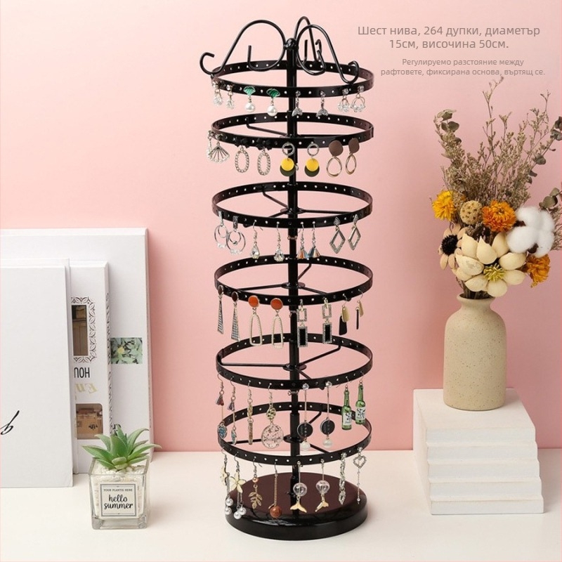 Стойка за висящи обеци на работния плот, стойка за съхранение на обеци, стойка за съхранение на тоалетка, стойка за съхранение на тоалетка, подвижна стойка за бижута