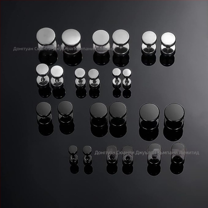 Кръгли обеци с дъмбели и щанга от неръждаема стомана, модни титаниеви стоманени мъжки улични хип-хоп черни бижута за уши, костюм Dongguan