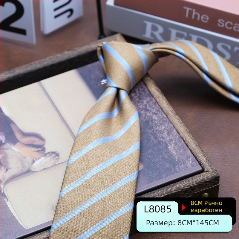 Мъжка вратовръзка, корейски стил, британски стил Хонконг, джентълмен, ретро 8 см, вратовръзка за ръка, бизнес, студентска, работна, модна, професионално облекло