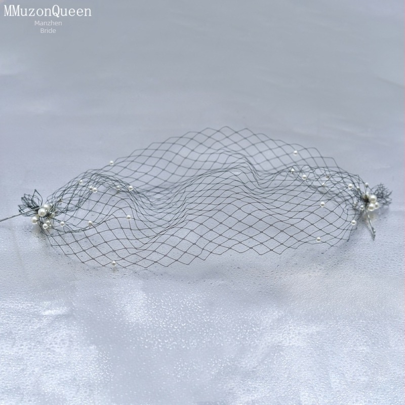 Manzhen европейска и американска външна търговия перлена булка мрежеста клетка за птици воал винтидж булчинска рокля фото реквизит MA08