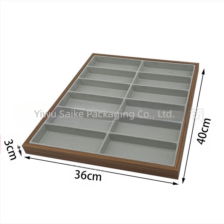 Търговски поднос за слънчеви очила с 12 очила от орехово дърво, бутици и сергии