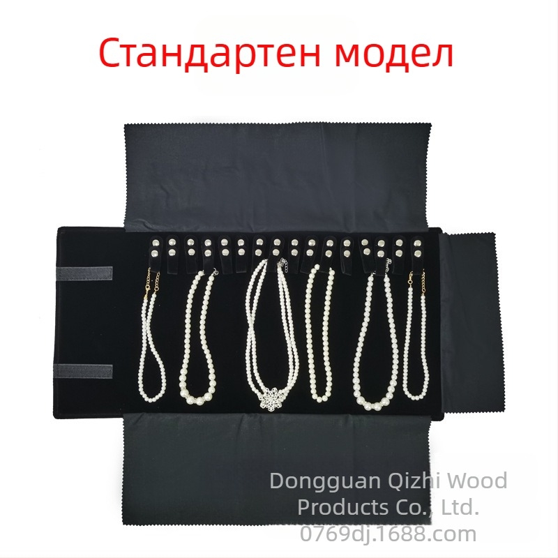 Чанта за съхранение на бижута, преносима чанта за показване на колиета, сгъваема фланелка за бижута