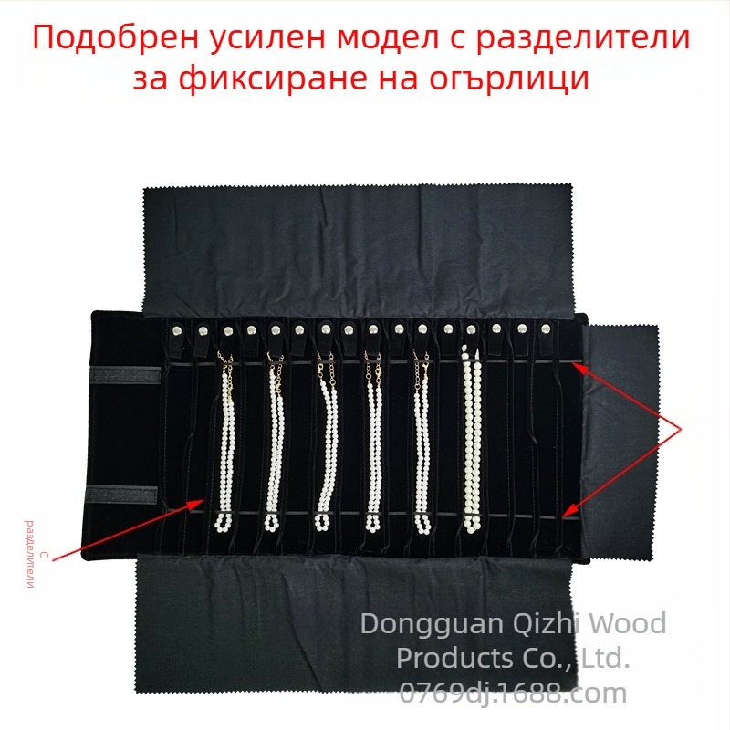 Чанта за съхранение на бижута, преносима чанта за показване на колиета, сгъваема фланелка за бижута