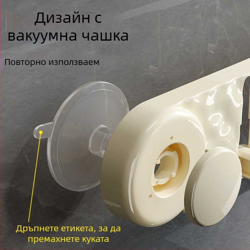 Нова вендуза с пет куки, неперфорирана домакинска кука за дрехи, кука за врата на баня, кука за съхранение на тоалетна
