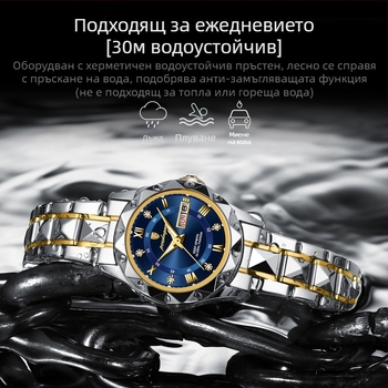 Дамски часовник нов водоустойчив светещ моден кварцов часовник на живо