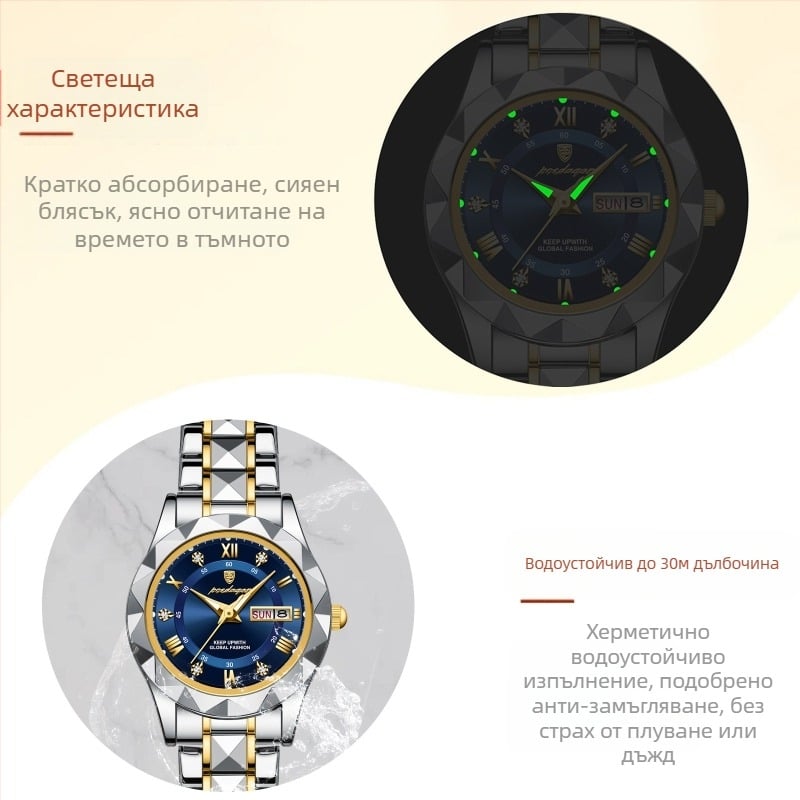 Дамски часовник нов водоустойчив светещ моден кварцов часовник на живо