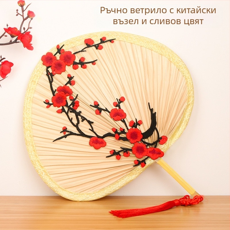 Вентилатор Big Cattail Fan Banana Fan Jigong Fan Слънчогледов вентилатор Old Man Old Style Cattail Handmade Fan Painting Fan Кафяви листа Вентилатор за барбекю