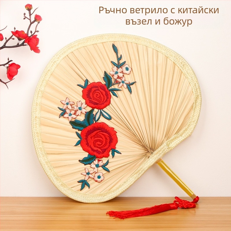 Вентилатор Big Cattail Fan Banana Fan Jigong Fan Слънчогледов вентилатор Old Man Old Style Cattail Handmade Fan Painting Fan Кафяви листа Вентилатор за барбекю