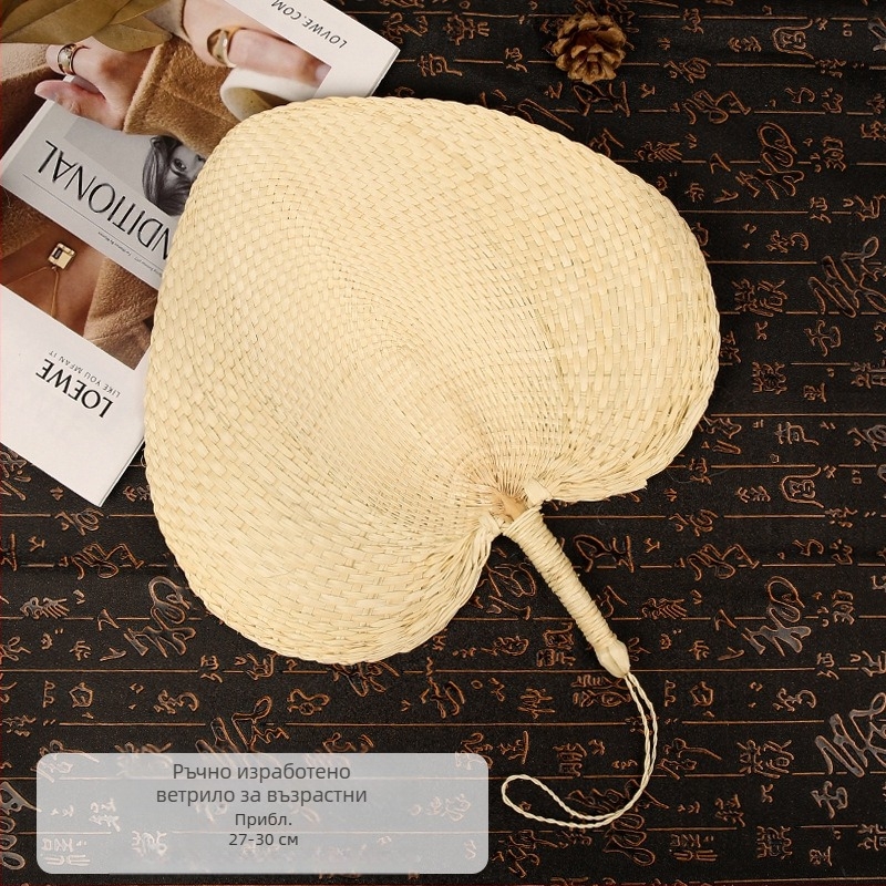 Вентилатор Big Cattail Fan Banana Fan Jigong Fan Слънчогледов вентилатор Old Man Old Style Cattail Handmade Fan Painting Fan Кафяви листа Вентилатор за барбекю