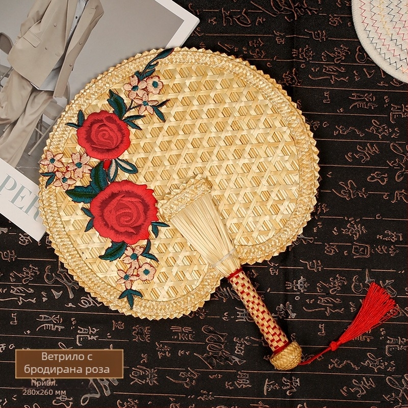 Вентилатор Big Cattail Fan Banana Fan Jigong Fan Слънчогледов вентилатор Old Man Old Style Cattail Handmade Fan Painting Fan Кафяви листа Вентилатор за барбекю