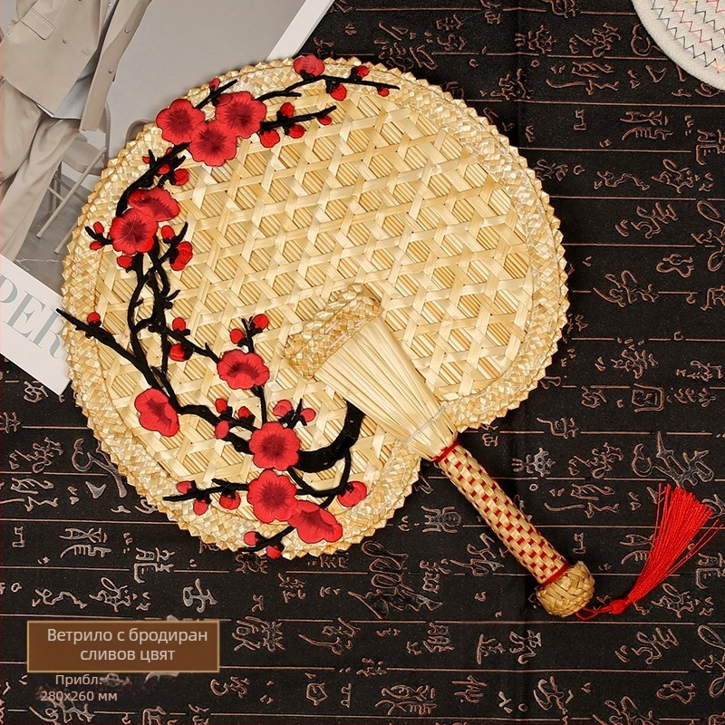 Вентилатор Big Cattail Fan Banana Fan Jigong Fan Слънчогледов вентилатор Old Man Old Style Cattail Handmade Fan Painting Fan Кафяви листа Вентилатор за барбекю