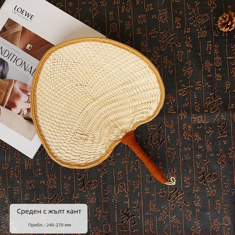 Вентилатор Big Cattail Fan Banana Fan Jigong Fan Слънчогледов вентилатор Old Man Old Style Cattail Handmade Fan Painting Fan Кафяви листа Вентилатор за барбекю